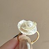 Flower Natural Freshwater Baroque Pearl with Brass Cuff Rings for Women FS-WG89D29-01-3