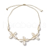 Brass Natural Cowrie Shell Necklaces NJEW-TA00188-4
