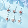 Teapot Alloy Wood Pendant Decorations HJEW-JM03394-1