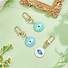 DICOSMETIC 3Pcs 3 Colors Flat Round with Evil Eye Alloy Enamel Pendant Decoration KEYC-DC0001-23-4