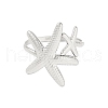 Non-Tarnish 304 Stainless Steel Starfish Open Cuff Rings for Women RJEW-S418-03P-2
