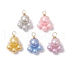 Baking Painted Pearlized Glass Pearl Round Bead with ABS Plastic Imitation Pearl Beads and Eco-Friendly Copper Wire Pendants PALLOY-JF03612-02-1