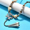 Ethnic Style Alloy & Porcelain Ceramic Beads Butterfly Pendant Tassel Y Necklaces NJEW-D308-01D-1