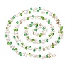 Faceted Cube Glass & ABS Plastic Imitation Pearl Beaded Chains CHS-G026-02KCG-01-1-3