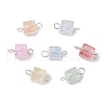 Crackle Glass Beaded Connector Charms PALLOY-JF02894-1