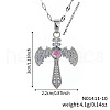 Retro Hip Hop Style Brass Full Rhinestone Heart Wing Sword Pendant Necklaces for Women IJ2885-10-1