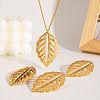 Stainless Steel Hollow Leaf Alligator Hair Clips & Stud Earrings & Pendant Necklaces Sets for Women IK7131-1-1