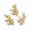 Rack Plating Brass Micro Pave Cubic Zirconia Charms ZIRC-K890-08G-2
