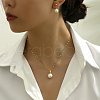 Plastic Imitation Pearls Round Pendant Necklaces & Stud Earring Sets CC4191-5