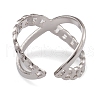 304 Stainless Steel Criss Cross Open Cuff Rings for Women RJEW-G285-72P-3