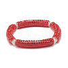 Bling Polymer Clay Rhinestone Curved Tube Beads Stretch Bracelet for Women BJEW-JB07490-4