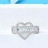 Brass Micro Pave Clear Cubic Zirconia Cuff Rings for Women RJEW-G347-08P-2