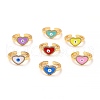 Heart with Evil Eye Cubic Zirconia Cuff Ring for Women RJEW-C004-21-RS-1