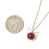 Glass Cat Shape Copper Wire Wrapped Pendant Necklaces NJEW-JN05258-3
