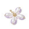 Two Tone Glass Seed Beaded Butterfly Pendants PALLOY-MZ00556-02-3