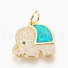 Brass Micro Pave Cubic Zirconia Pendants KK-O107-22G-2