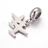 304 Stainless Steel European Dangle Charms OPDL-L013-39B-2