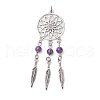 5Pcs 5 Styles Natural Dyed Agate & Rose Quartz & Tiger Eye & Amethyst & Synthetic Howlite Big Pendants PALLOY-JF02784-3