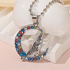 Alloy Colorful Rhinestone Howling Wolf with Moon Pendant Necklaces for Kid FS-WG51000-02-1