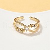 Brass Micro Pave Cubic Zirconia Cuff Rings RJEW-V009-09G-2