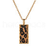 Rectangle with Leopard Print Pattern Alloy Pendant Necklaces FS-WG13654-01-5