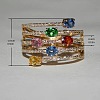 Oval Alloy Micro Pave Colorful Cubic Zirconia Finger Rings FS-WG843A4-03-4
