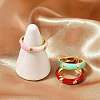 Brass Micro Pave Clear Cubic Zirconia Enamel Cuff Rings for Women RJEW-L113-020G-2