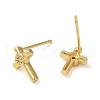 Rack Plating Brass Cross Stud Earrings EJEW-M235-02G-2
