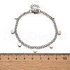 304 Stainless Steel Flat Round Charm Bracelets BJEW-R021-04P-5