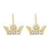 Brass Micro Pave Clear Cubic Zirconia Studs Earring EJEW-S217-G14-1