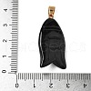 Natural Black Obsidian & Synthetic Turquoise Carved Pendants G-Z084-01G-07-3