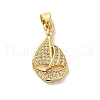 Rack Plating Brass Micro Pave Clear Cubic Zirconia Pendants KK-C047-17G-1