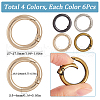 SOFPLATE 24pcs 4 colors Zinc Alloy Spring Gate Rings FIND-SP0001-54-2