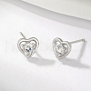 Valentine's Day S925 Sterling Silver Heart Stud Earrings ZD6067-2-2
