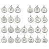 Brass Pave Natural Shell Flat Round with Letter Charms KK-Z115-13P-1