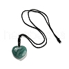 Natural Amazonite Heart Pendants Necklace NJEW-B093-01-3