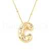 Brass Micro Pave Clear Cubic Zirconia Pendant Necklaces NJEW-Z038-01G-C-2