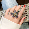 Alloy & Rhinestone/Synthetic Quartz Cuff Rings FS-WGD97BC-01-2