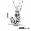 Brass Pave Colorful Cubic Zirconia Letter Pendant Box Chain Necklaces NU0575-36-1