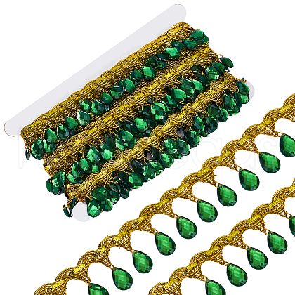 Polyester Lace Ribbon with Plastic Charms Tassel DIY-WH0656-11A-1