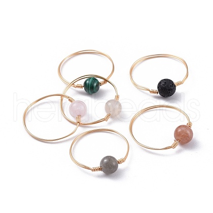 Natural Gemstone Finger Rings RJEW-JR00277-M-1