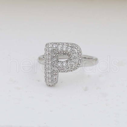 Brass Micro Pave Clear Cubic Zirconia Cuff Rings FS-WG17FF6-16-1