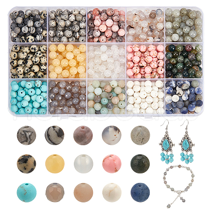  750Pcs 15 Styles Mixed  Gemstone Baeds G-NB0005-42D-1