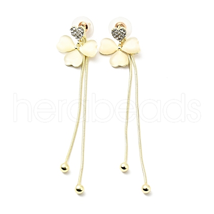 Crystal Rhinestone Heart with Clover Dangle Stud Earrings EJEW-C037-09LG-1