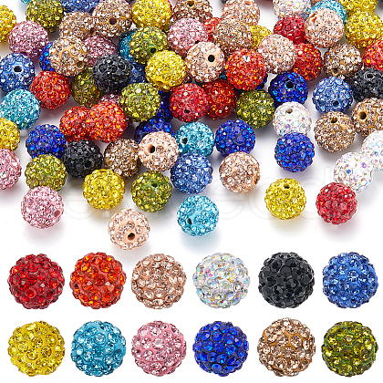SUNNYCLUE 120Pcs 12 Colors Pave Disco Ball Beads RB-SC0001-12-1