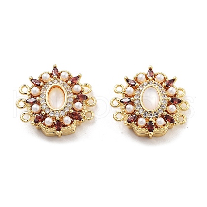 Brass Micro Pave Clear Cubic Zirconia Magnetic Clasps KK-C066-01G-1