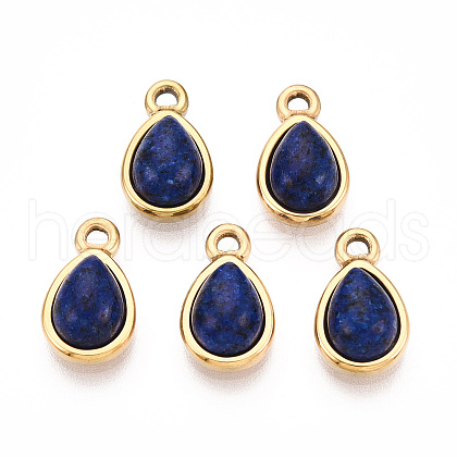 Dyed Natural Lapis Lazuli Teardrop Charms STAS-N109-209B-G-1