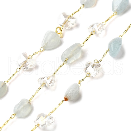Handmade Nuggest Natural Aquamarine Beaded Chains CHC-F020-08G-02-1