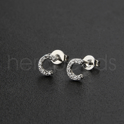 Brass Micro Pave Clear Cubic Zirconia Stud Earrings FS-WGC2F12-03-1