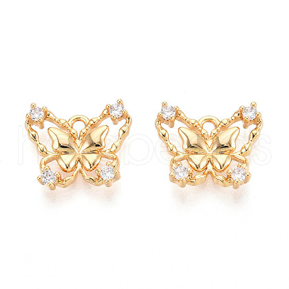 Brass Micro Pave Cubic Zirconia Charms KK-N263-77A-G-1